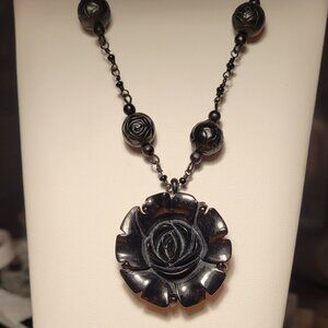 Liz Claiborne Black Rosebud Necklace